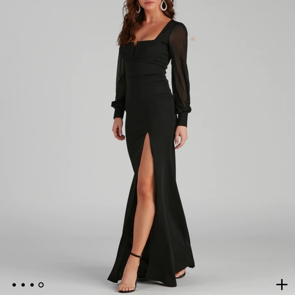 Windsor Veronica Front Slit Crepe Formal Dress